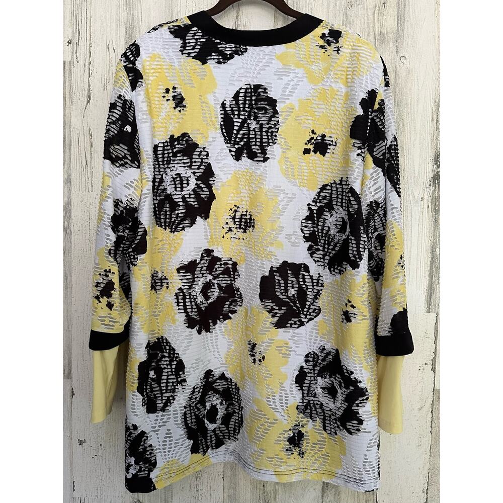 R&M Richards Womens‎ Cardigan Top Size 24W Open Front Floral USA Vintage - Picture 2 of 9